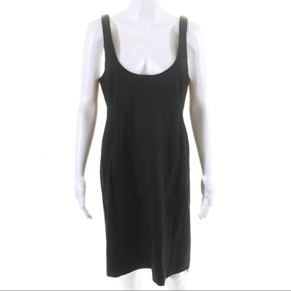 Theory Womens Back Zip Sleeveless Scoop Neck Sheath Dress Black Wool Size 10 - Picture 1 of 7